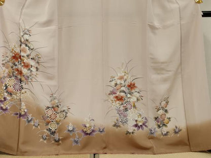 平和屋着物●訪問着　草花文　暈し染め　金彩　正絹　逸品　未使用　AABF2076cs