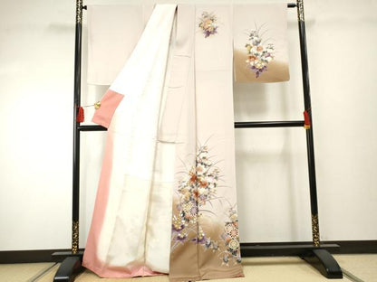 平和屋着物●訪問着　草花文　暈し染め　金彩　正絹　逸品　未使用　AABF2076cs
