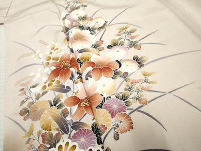 平和屋着物●訪問着　草花文　暈し染め　金彩　正絹　逸品　未使用　AABF2076cs