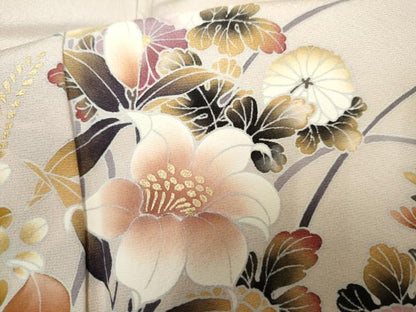 平和屋着物●訪問着　草花文　暈し染め　金彩　正絹　逸品　未使用　AABF2076cs