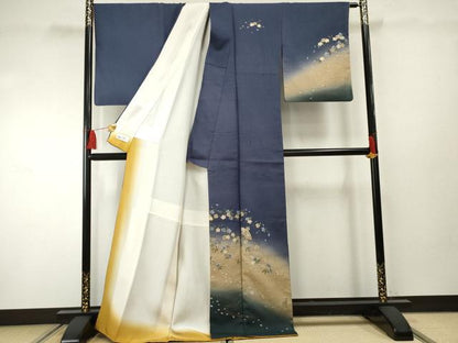 平和屋着物●訪問着　扇面枝花文　暈し染め　金銀彩　やまと誂製　正絹　逸品　AABF2077cs