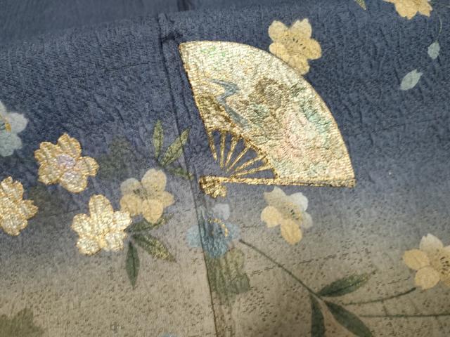 平和屋着物●訪問着　扇面枝花文　暈し染め　金銀彩　やまと誂製　正絹　逸品　AABF2077cs
