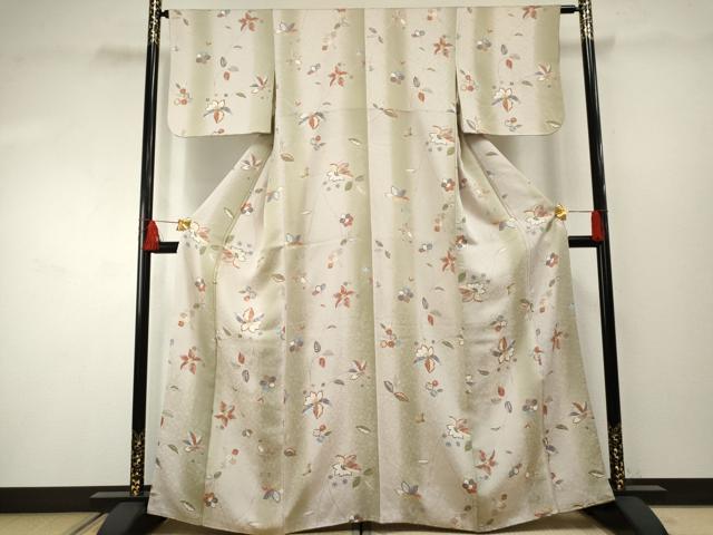 平和屋着物●上質な小紋　枝花文　暈し染め　ゑり善扱い　正絹　逸品　AABF2080cs