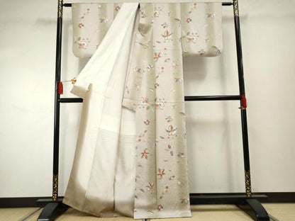 平和屋着物●上質な小紋　枝花文　暈し染め　ゑり善扱い　正絹　逸品　AABF2080cs