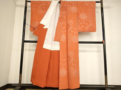 平和屋着物■上質な小紋 寿光織 草花文 正絹 逸品 AABF2093ja