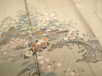 平和屋着物■訪問着 風景文 暈し染め 金彩 正絹 逸品 AABF2098ja