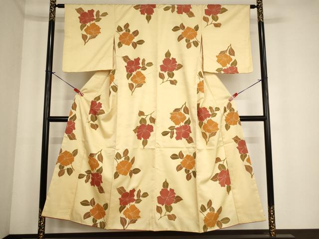 平和屋着物■小紋 草花文 洗える着物 AABF2101ja