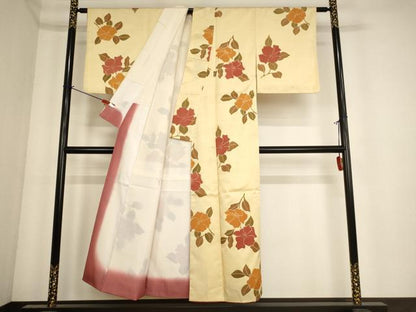 平和屋着物■小紋 草花文 洗える着物 AABF2101ja