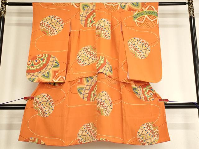 平和屋着物[]七五三　女の子　5歳　祝着　四つ身　手毬文　正絹　逸品　AABF2127ja