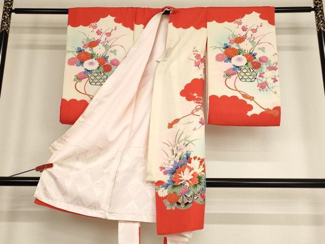 平和屋着物[]お宮参り　女の子　祝着　産着　初着　のしめ　花車文　暈し染め　金彩　逸品　AABF2128ja