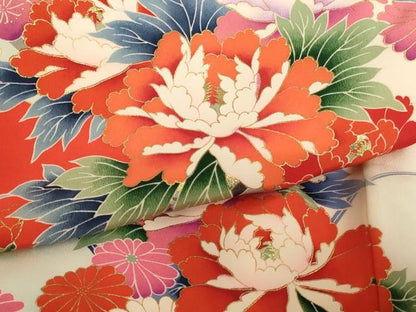 平和屋着物[]お宮参り　女の子　祝着　産着　初着　のしめ　花車文　暈し染め　金彩　逸品　AABF2128ja