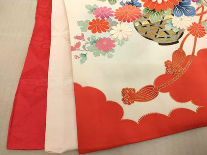 平和屋着物[]お宮参り　女の子　祝着　産着　初着　のしめ　花車文　暈し染め　金彩　逸品　AABF2128ja