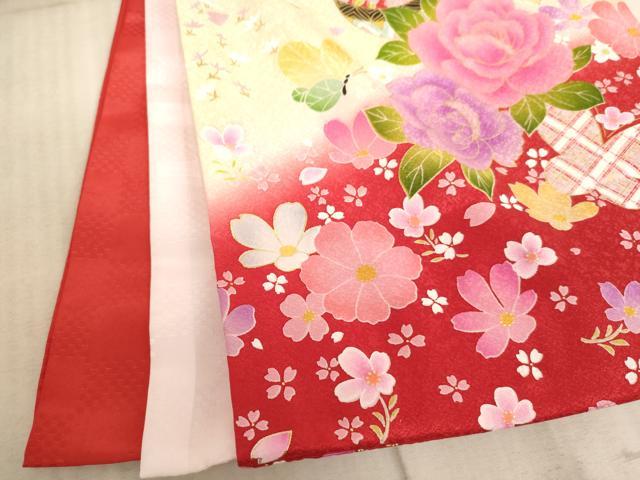 平和屋着物[]お宮参り　女の子　祝着　産着　初着　のしめ　刺繍　花手毬舞蝶文　暈し染め　金彩　逸品　AABF2129ja