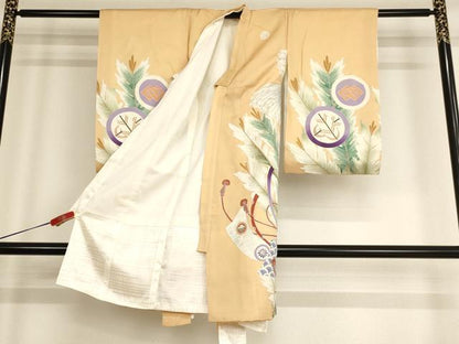 平和屋着物[]お宮参り　男の子　祝着　産着　初着　のしめ　鷹　松　暈し染め　銀彩　逸品　AABF2130ja