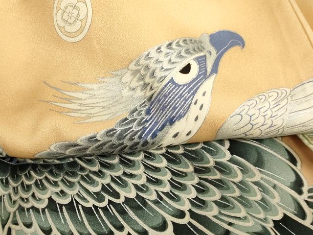 平和屋着物[]お宮参り　男の子　祝着　産着　初着　のしめ　鷹　松　暈し染め　銀彩　逸品　AABF2130ja