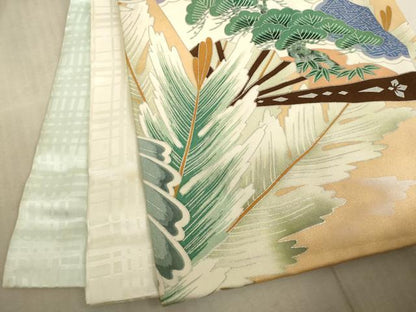 平和屋着物[]お宮参り　男の子　祝着　産着　初着　のしめ　鷹　松　暈し染め　銀彩　逸品　AABF2130ja