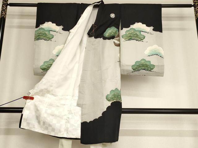 平和屋着物[]お宮参り　男の子　祝着　産着　初着　のしめ　鷹　風景絵巻文　金彩　逸品　AABF2134ja