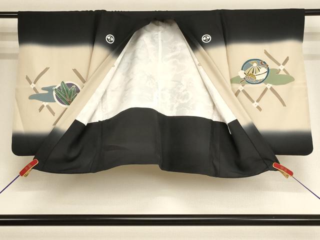 平和屋着物[]七五三　男の子　5歳　羽織・行灯袴セット　吉祥鷹文　暈し染め　金彩　AABF2139ja