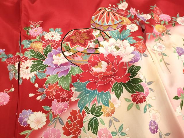 平和屋着物[]七五三　女の子　３歳　祝着　三つ身　長襦袢(袷)セット　花手毬文　暈し染め　金彩　逸品　AABF2142ja