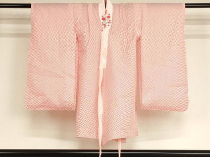 平和屋着物[]七五三 女の子 ３歳 祝着 三つ身 長襦袢(単衣)・被布セット 舞蝶地紋 猩々緋色 AABF2143ja