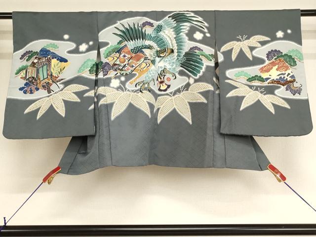 平和屋着物[]七五三　男の子　5歳　羽織　鷹　笹竹文　暈し染め　金彩　AABF2147ja