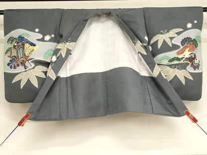 平和屋着物[]七五三　男の子　5歳　羽織　鷹　笹竹文　暈し染め　金彩　AABF2147ja
