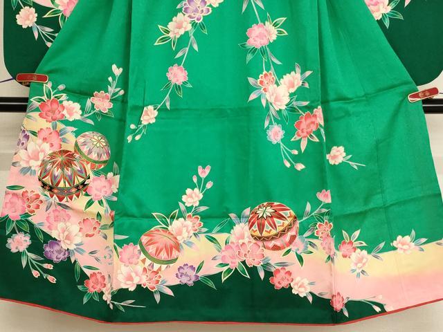 平和屋着物[]七五三　女の子　７歳　祝着　四つ身　桜手毬文　暈し染め　金彩　AABF2150ja