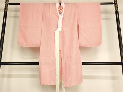 平和屋着物[]七五三　女の子　5歳　祝着　四つ身　長襦袢(無双仕立て)セット　絞り　雲取り舞蝶桜文　金彩　逸品　AABF2154ja