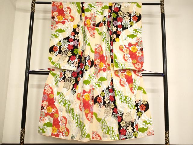 平和屋着物∵女の子 十三参り 子供 祝着 草花文 暈し染め 金銀彩 正絹 逸品 AABF2155ja
