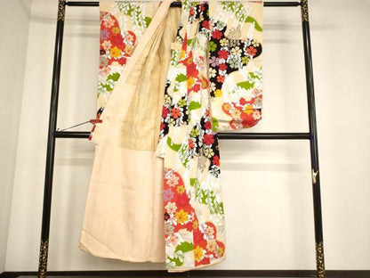 平和屋着物∵女の子 十三参り 子供 祝着 草花文 暈し染め 金銀彩 正絹 逸品 AABF2155ja