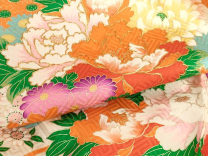 平和屋着物[]七五三　女の子　３歳　祝着　一つ身　長襦袢(無双仕立て)セット　駒刺繍　花車文　金彩　逸品　AABF2156ja