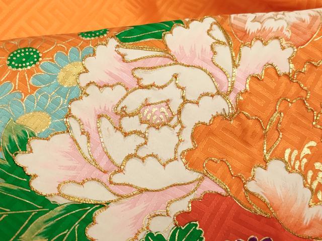 平和屋着物[]七五三　女の子　３歳　祝着　一つ身　長襦袢(無双仕立て)セット　駒刺繍　花車文　金彩　逸品　AABF2156ja