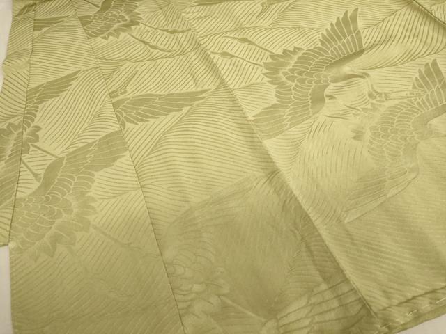 平和屋着物[]お宮参り　男の子　流水飛鶴地紋　抹茶色　正絹　逸品　未使用　AABF2161ja