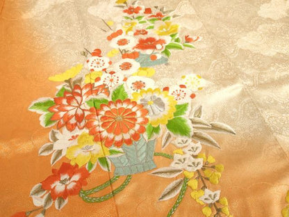 平和屋着物[]七五三　女の子　７歳　祝着　四つ身　長襦袢(単衣)セット　総刺繍　駒刺繍　花籠文　暈し染め　金彩　逸品　AABF2164ja
