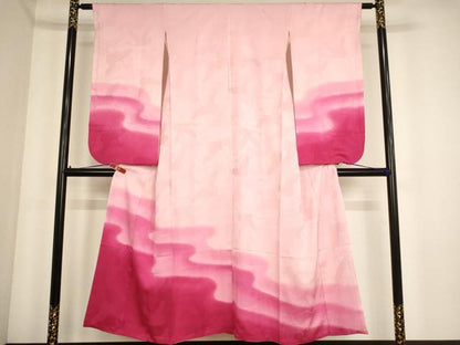 平和屋着物∵女の子 十三参り 子供 祝着 霞文 暈し染め 正絹 逸品 AABF2165ja