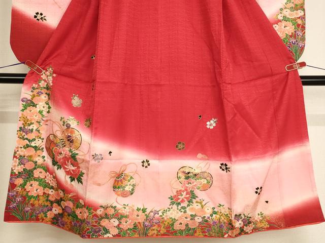 平和屋着物[]七五三　女の子　７歳　祝着　四つ身　花鼓文　暈し染め　金彩　正絹　逸品　AABF2166ja