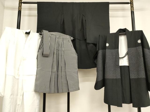 平和屋着物[]七五三　男の子　5歳　祝着・羽織・長襦袢・行灯袴セット　紗綾形文様　黒地　AABF2172ja