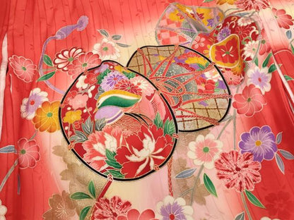 平和屋着物[]お宮参り　女の子　祝着　産着　初着　のしめ　花鼓文　暈し染め　金銀彩　逸品　AABF2176ja
