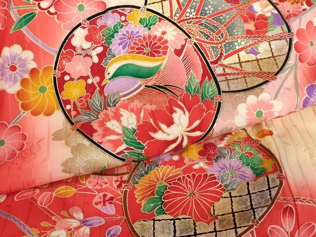 平和屋着物[]お宮参り　女の子　祝着　産着　初着　のしめ　花鼓文　暈し染め　金銀彩　逸品　AABF2176ja