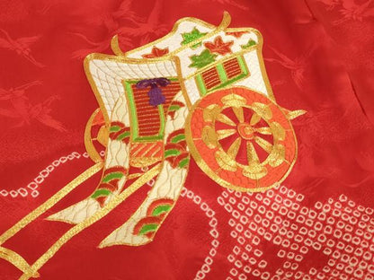 平和屋着物[]お宮参り 女の子 祝着 産着 初着 のしめ 駒刺繍 絞り 御所車梅文 逸品 AABF2177ja