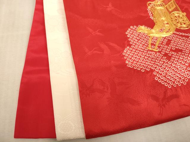 平和屋着物[]お宮参り 女の子 祝着 産着 初着 のしめ 駒刺繍 絞り 御所車梅文 逸品 AABF2177ja