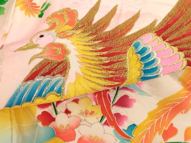 平和屋着物[]お宮参り　女の子　祝着　産着　初着　のしめ　刺繍　鳳凰花文　金銀糸　金銀彩　逸品　AABF2178ja