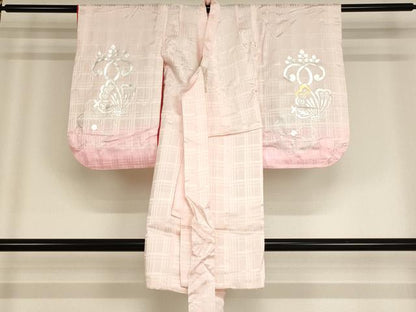 平和屋着物[]七五三　女の子　３歳　祝着　三つ身　長襦袢セット　駒刺繍　吉祥花文　金彩　逸品　AABF2179ja