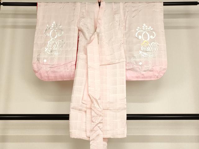 平和屋着物[]七五三　女の子　３歳　祝着　三つ身　長襦袢セット　駒刺繍　吉祥花文　金彩　逸品　AABF2179ja