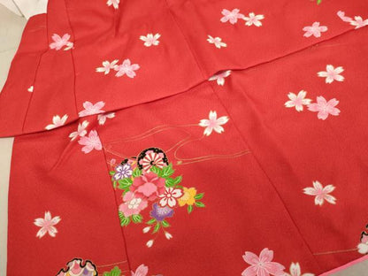 平和屋着物[]七五三　女の子　３歳　祝着　三つ身　花車雪輪花文　金彩　AABF2181ja