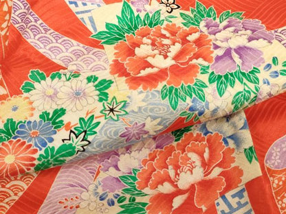 平和屋着物[]七五三　女の子　３歳　祝着　三つ身　地紙花文　正絹　逸品　AABF2183ja