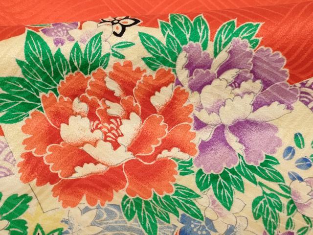 平和屋着物[]七五三　女の子　３歳　祝着　三つ身　地紙花文　正絹　逸品　AABF2183ja