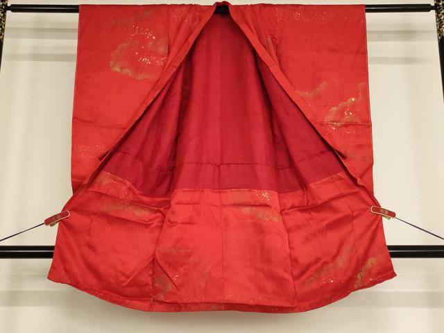 平和屋着物[]子供　女の子　長襦袢　袷　飛鶴地紋　雲紋　金彩　正絹　逸品　AABF2184ja
