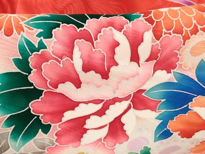 平和屋着物[]七五三　女の子　３歳　祝着　一つ身　花車文　暈し染め　正絹　逸品　AABF2186ja
