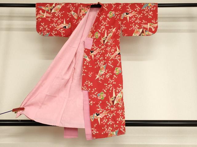 平和屋着物[]七五三　女の子　３歳　祝着　一つ身　折り鶴花文　AABF2190ja